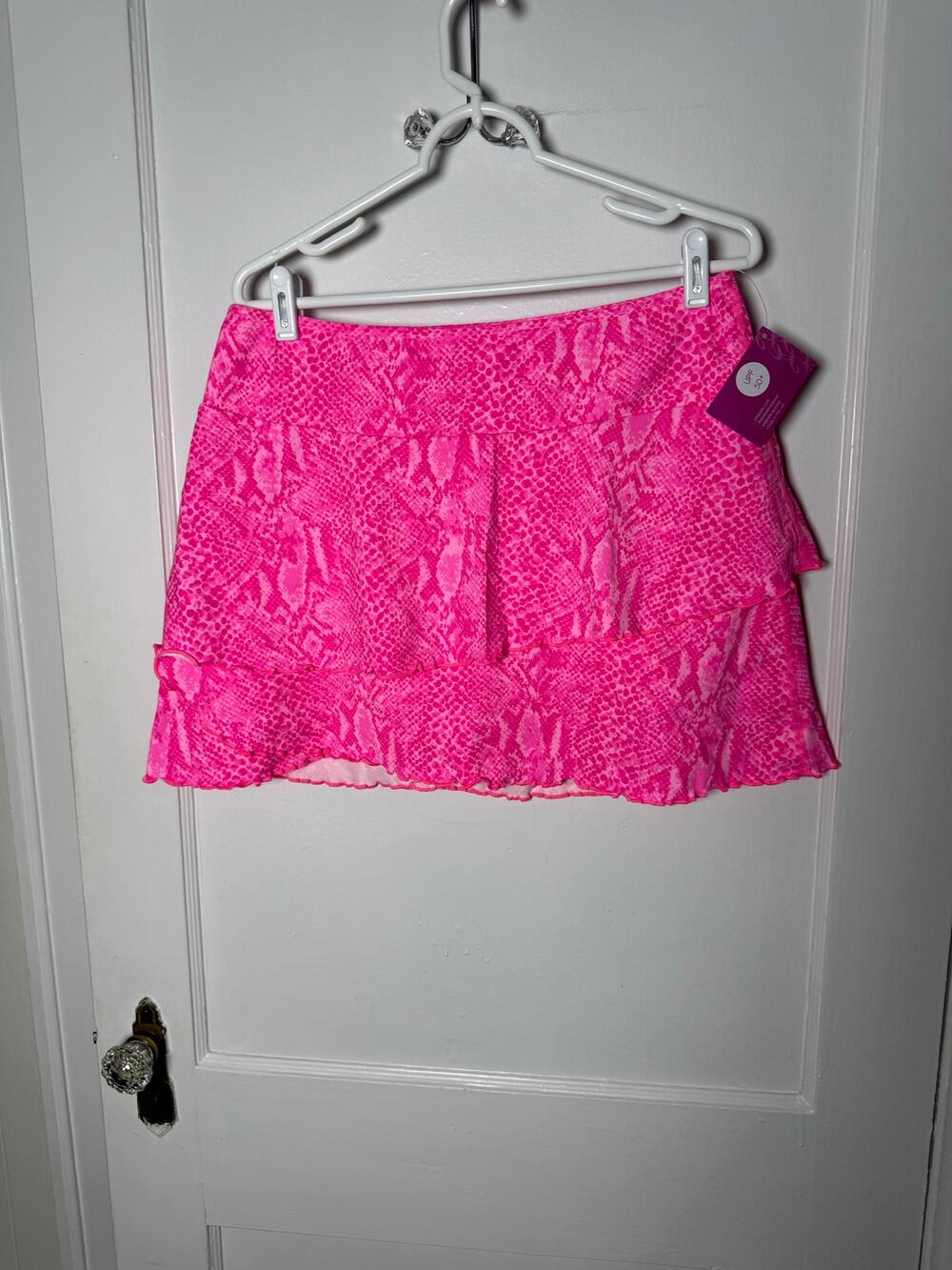 Ella Belle Pink Ruffle Short UPF 50 Athletic Tennis Sporty Pull On Skirt XL NEW